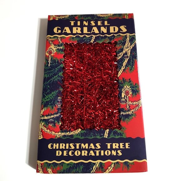 Old Fashioned Style Red Tinsel Garland - 9 feet Long in Old Fashion Styl… - Picture 1 of 2
